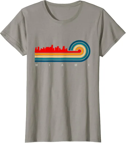 Vista 64 de Camiseta Retro City of Miami Florida, Negro