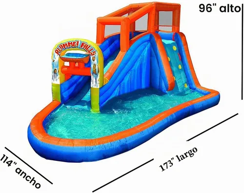 Vista 6 de Banzai Parque inflable Plummet Falls - Tobogán acuático y pared - Edades 4