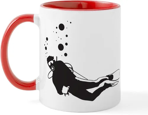 Vista 43 de CafePress Scuba Flag Diver Taza de café de cerámica de 11 oz (11.0 fl oz)