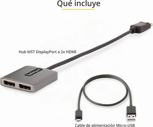 Vista 8 de StarTech DP a Dual HDMI MST HUB – Dual HDMI 4K 60Hz – Adaptador