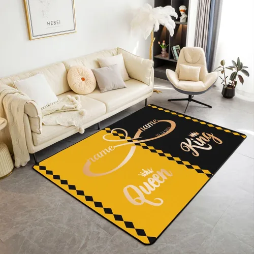 Vista 11 de Erosebridal King and Queen Custom Living Room Rugs 3x5 for Bedroom Romantic Valentine's Day Area Rug for Husband Wife Modern Black Grey His Hers