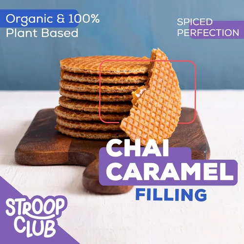 Vista 4 de Stroop Club Stroopwafel de Caramelo Orgánico Infusionado con Chai Indulgencia Vegana, a Base de Plantas y Aprobada por los Holandeses - 24