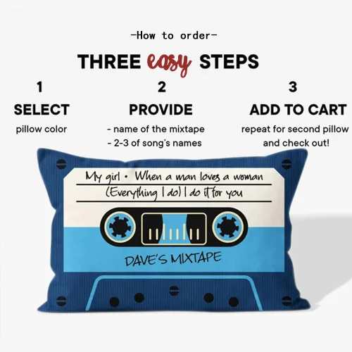 Vista 2 de NICEDREAM Funda de almohada personalizada Mixtape Retro 80s Music Pillow Cover Custom Name Throw Pillow Covers