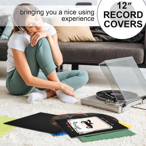 Vista 6 de Colarr 30 fundas de disco de vinilo de 12 pulgadas de 12.35 oz/m² en blanco, fundas de cartón para discos de vinilo, fundas exteriores LP