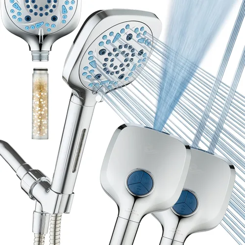 Vista 11 de AquaCare High Pressure 10 Spray Mode Filtered Showerhead - Handheld Shower Head Filters Chlorine to Heal Dry Skin, Revive Hair - Dual Power Wash