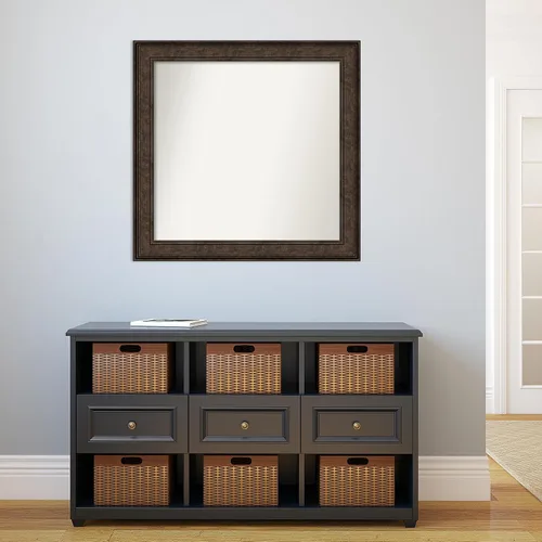 Vista 119 de Amanti Art Espejo de pared personalizado no biselado (25 x 25 pulgadas), marco de bronce acentuado, varios tamaños personalizados, espejo de baño