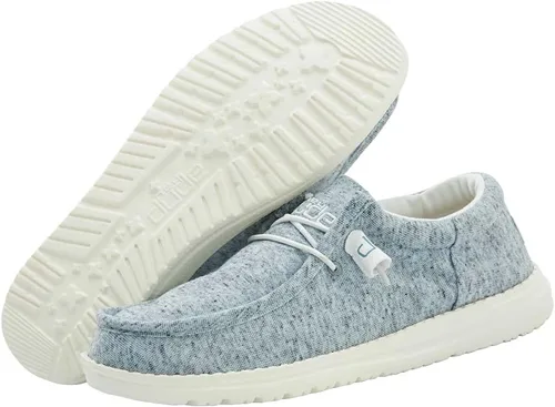 Vista 3 de Zapatos Wally de Hey Dude en varios colores claros, para hombre, mocasines con cordones para hombre, cómodos y ligeros Gris azulado