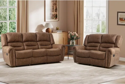 Vista 22 de EBELLO Silla reclinable manual de cuero sintético, silla reclinable individual clásica con cómodo apoyabrazos y respaldo, mueble para sala de estar