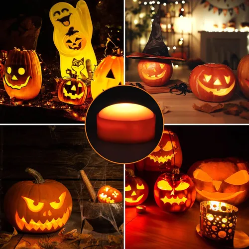 Vista 7 de Litake Luz de calabaza sin llama, funciona con pilas Paquete de 4