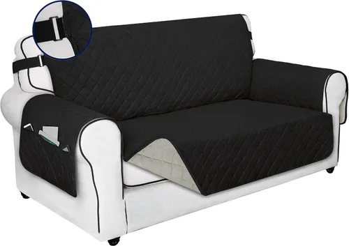 Vista 41 de PureFit Funda de sofá reversible resistente al agua, lavable a máquina, con espuma antideslizante y correa ajustable para perros, mascotas