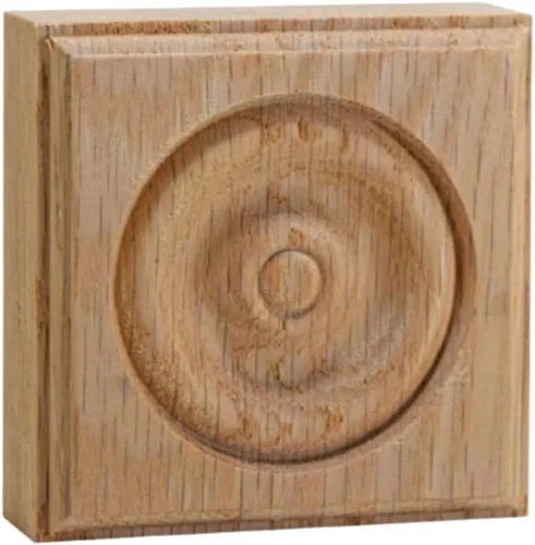 Vista 4 de EWAP30 Rosette Casing Corner Block 1" x 3" Cuadrado Sin Terminar, Cereza