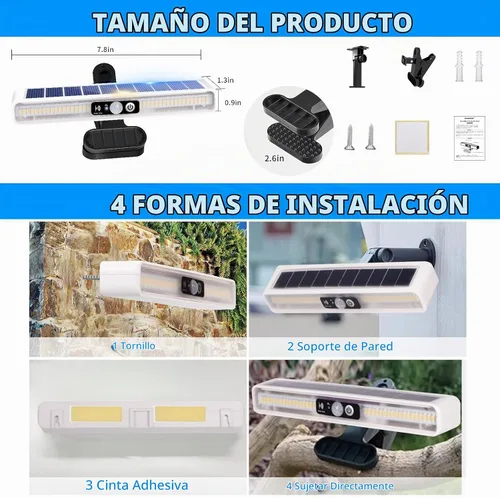 Vista 5 de Luces solares con clip para exteriores con sensor de movimiento PIR