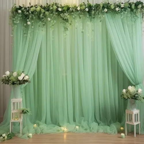Vista 13 de Cortinas de fondo de tul azul de 10x10 para fiestas, cortina de fondo transparente para fotos de boda, cortinas para baby shower, fotografía, fiesta