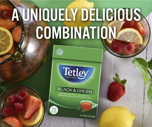 Vista 4 de Tetley Bolsitas de té, negro y verde, 72 bolsitas de té (el empaque puede variar)