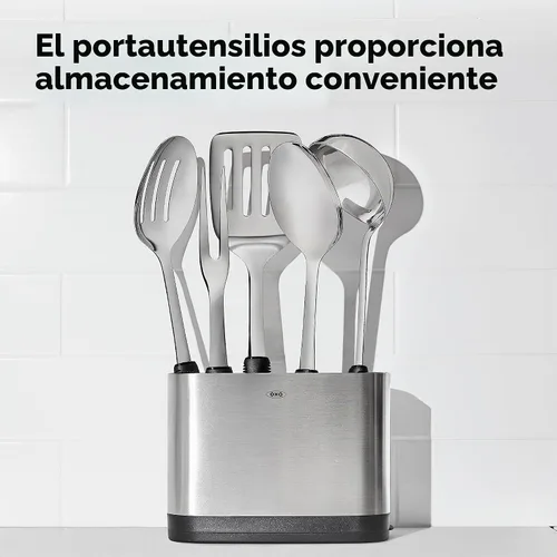 Vista 5 de OXO Good Grips - Juego de utensilios de cocina de acero inoxidable para preparar y servir, 6 piezas