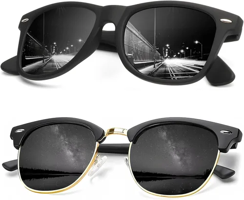 Vista 17 de KALIYADI - Gafas de sol polarizadas para hombres y mujeres unisex, marco semirretráctil, estilo retro, para conducir, con bloqueo UV
