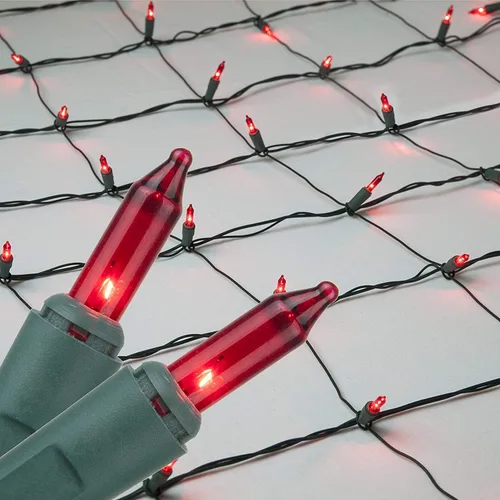 Vista 9 de Kringle Traditions Red de luces de Navidad multicolor para decoraciones de Navidad al aire libre, 150 luces incandescentes en cable verde, 4 x 6