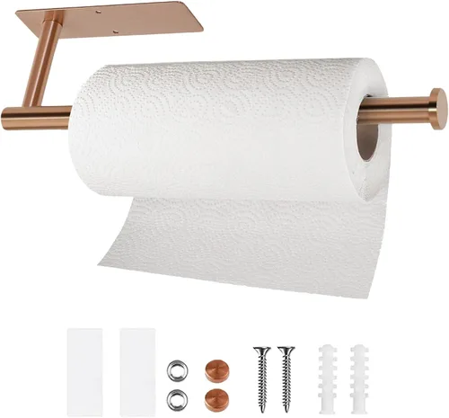 Vista 10 de Toalleros de papel para cocina, soporte para toallas de papel debajo del gabinete, soporte enrollable para toalla de baño, soporte para toallas