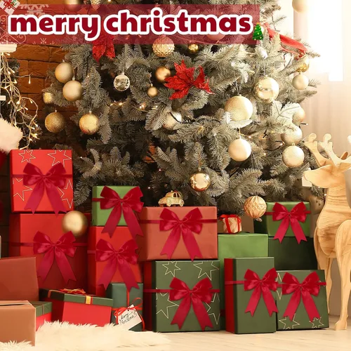 Vista 7 de Jetec 24 Piezas de Arcos Elásticos Navideños para Cajas de Regalo, Lazos Elásticos con Arcos para Cajas de Regalo, Adornos Navideños
