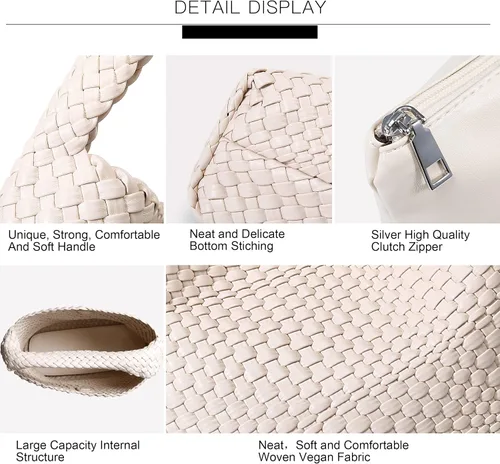 Vista 5 de Bolso tejido de moda para mujer, con asa superior, bolso de hombro suave de verano