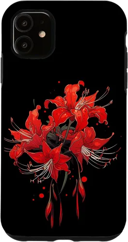 Vista 8 de iPhone 16 Red Spider Lily Funda de anime de manga estética japonesa japonesa