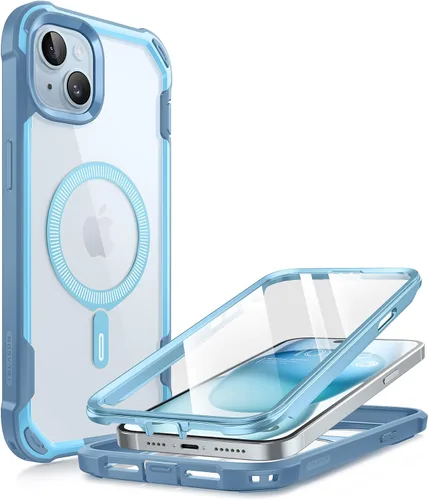 Vista 12 de i-Blason AresMag - Funda protectora transparente para iPhone 15/14/13 de 6.1 pulgadas, compatible con MagSafe, a prueba de golpes, con protector