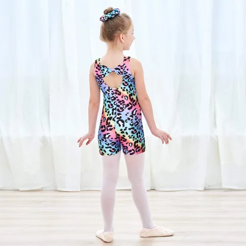 Vista 3 de JESKIDS Leotardos para Niñas de Gimnasia con Shorts de Danza Biketards Acrobacia Coletero a Juego para el Cabello 3~15 Años
