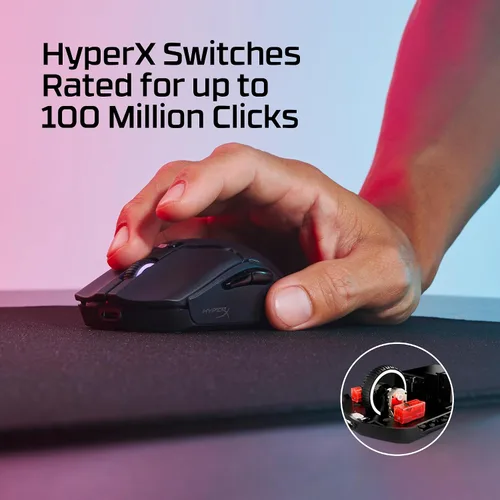 Vista 7 de HyperX Pulsefire Haste 2 Mini - Ratón inalámbrico para juegos para PC compacto y ligero Bluetooth 2.4GHz Blanco