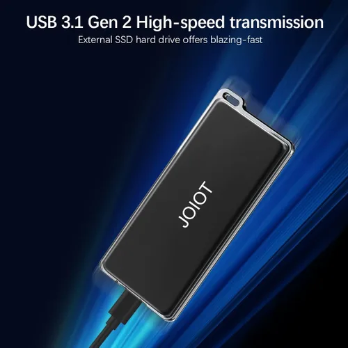 Vista 2 de JOIOT 500G SSD externo portátil USB 3.1 tipo C unidad flash externa unidad de estado sólido SSD portátil tipo A a C cable