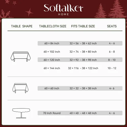 Vista 7 de Softalker Mantel Cuadrado de Jacquard Navideño, Mantel Impermeable Vintage de Invierno con Acebo, Cubierta de Mesa de Tela Estilo Granja Navideña