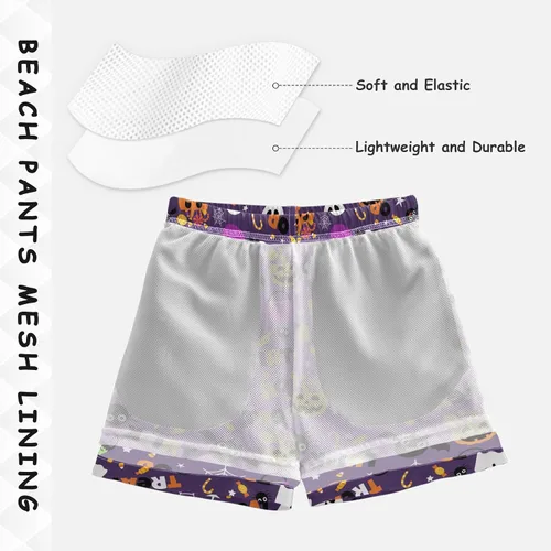 Vista 3 de Traje de baño morado de Halloween para niños, traje de baño para playa, pantalones cortos para bebé, pantalones cortos de tabla para vacaciones