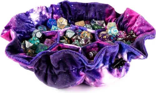 Vista 7 de FanRoll Velvet Compartment Dice Bag with Pockets: Nebula, Role Playing Game Dice Accessories for Dungeons and Dragons