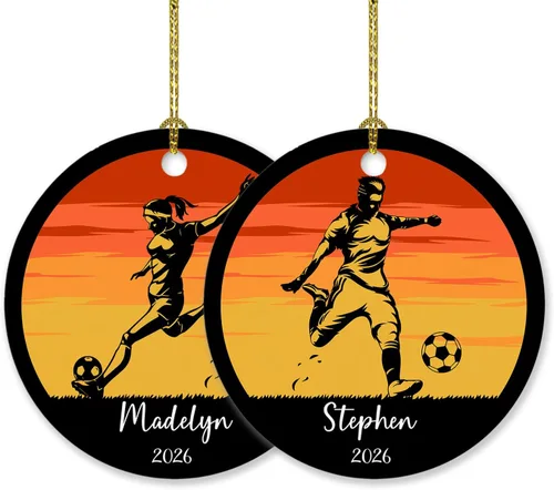 Vista 10 de Adorno personalizado de tiro con arco de Navidad 2025, adorno de Navidad con arco y flecha, regalo con nombre de arquero, año, adorno de jugador