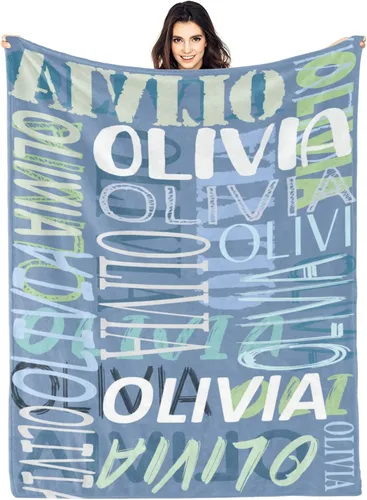 Vista 8 de Mantas personalizadas con nombre para bebé, niño, niña, mantas súper suaves con nombre para niños y adultos, manta con nombre para cumpleaños