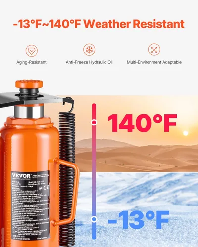 Vista 5 de VEVOR Gato de botella hidráulica de aire, 12 toneladas/26455 libras Gato hidráulico neumático para botella con rango de elevación de 10.43 a 19.88