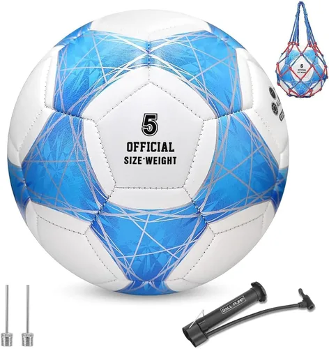 Vista 10 de STEEFAN Balón de fútbol verde azulado/azul/rosa, tamaño 3/4/5 para jugar al aire libre, pelota oficial de fútbol que cambia de color con agujas