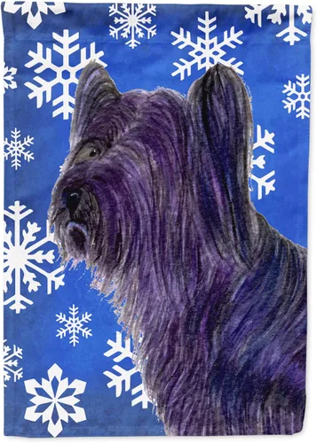 Vista 169 de Caroline's Treasures SC9374GF Bulldog English Snow flakes Holiday Garden Flag Buzón Bandera decorativa para patio exterior, patio, obras de arte