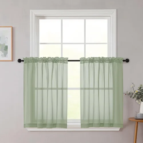 Vista 267 de 2 paneles de cortinas traslúcidas blancas para dormitorio, sala de estar, 96 pulgadas de largo, modernas, suaves, ligeras, con bolsillo para barra