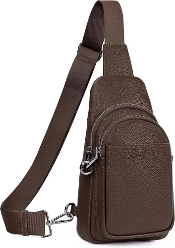Vista 14 de befen Bolso bandolera pequeño de cuero genuino para mujer, antirrobo, bolsa cruzada para el pecho, riñoneras para viajes con ranuras para tarjetas