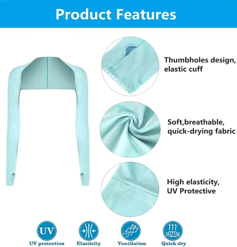 Vista 4 de Chal de enfriamiento para mujer, con agujero para los dedos, para golf, ciclismo, anti-UV, deportes al aire libre, golf, brazo, enfriador de hombros