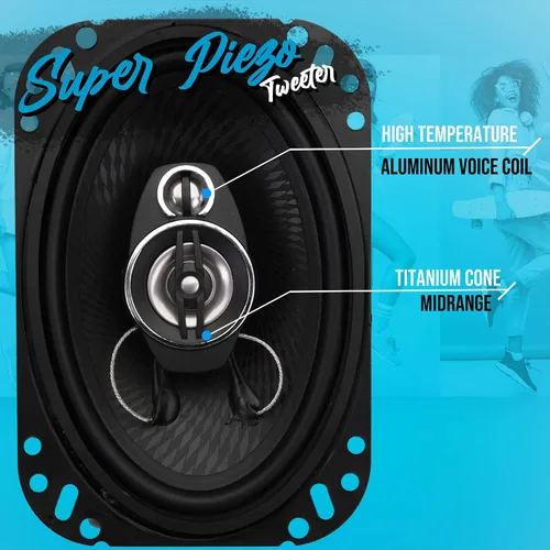 Vista 4 de Pyle Altavoces estéreo universales de 3 vías para automóvil, 400 W, 6 x 8 pulgadas, triaxial de alto volumen, audio profesional, altavoz universal