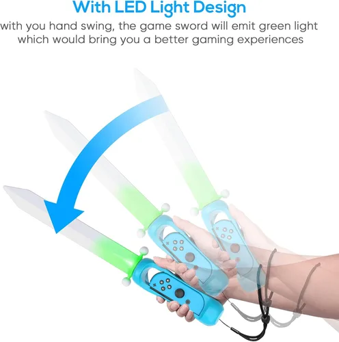 Vista 4 de FYOUNG Espada de juego LED para SwitchSwitch OLED Joy Cons, espada de agarre de mano para la leyenda de Zelda Espada Skyward HD 2021 Swith