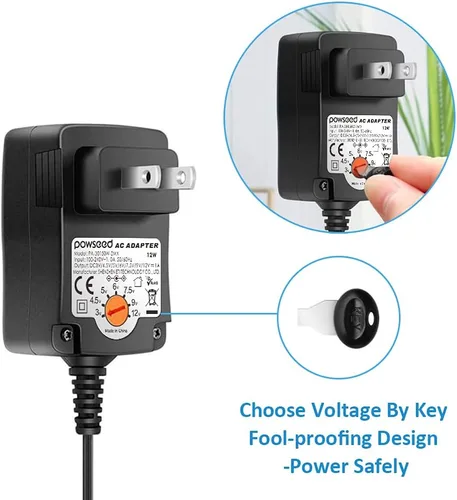 Vista 3 de Powseed Adaptador universal de CA de 3 V, 4,5 V, 5 V, 6 V, 7,5 V, 9 V, 12 V, adaptador de corriente CA/CC de 12 W, para elecronics, routers