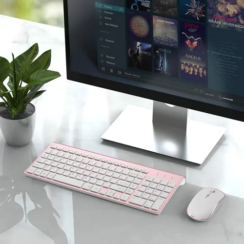 Vista 6 de Teclado inalámbrico y ratón (rosa)