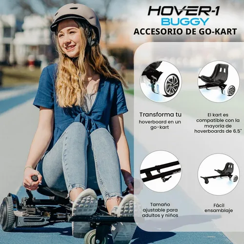 Vista 2 de Hover-1 Accesorio para buggy Kart Compatible con la mayoría de aeropatinetas eléctricas de 6.5 y 8 pulgadas, control de rueda trasera operado a