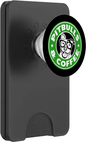 Vista 7 de PitBulls y café gracioso para Pit Bull Papá o Pitbull mamá – popsockets agarre y soporte para teléfonos y tabletas, Negro