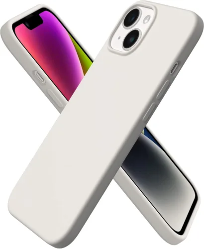 Vista 26 de ORNARTO Funda para iPhone 14 de 6.1 pulgadas, cubierta delgada de silicona Azul bebé