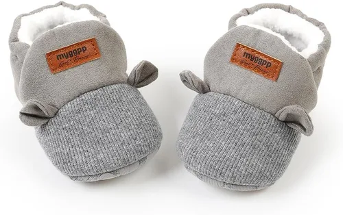 Vista 4 de Ohwawadi - Calcetines de forro polar para bebé o niña, suaves y calientes, botas o zapatos para bebés recién nacidos, con estilos de dibujos