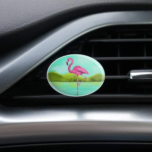 Vista 2 de GRAPHICS & MORE Clip de ventilación para ambientador de coche Pink Flamingo in Water