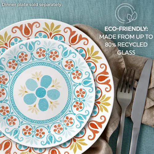 Vista 6 de Corelle Vitrelle - Juego de platos de aperitivos para ensalada de 6 piezas (6.75"), vidrio de triple capa y resistente a las astillas, platos